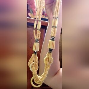 Autentic Bone Tribal Necklace with metal beads separators